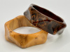 BB384 concave triangle carved bakelite bangles 